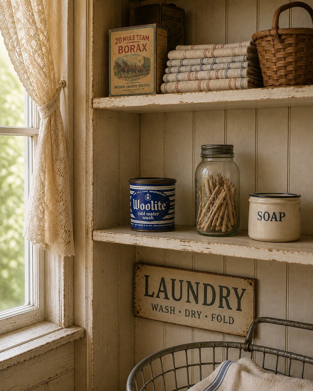 Vintage Woolite Cold Water Soap Tin - Great Blue and White Striped